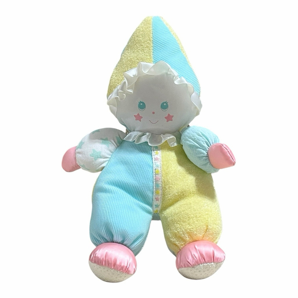Vtg Playskool Sweet Beginnings Clown Plush Pastel Terry Cloth Satin Lovey READ - Picture 1 of 13